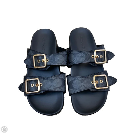 Sandals Designer By Coach In Black & Grey, Size: 7