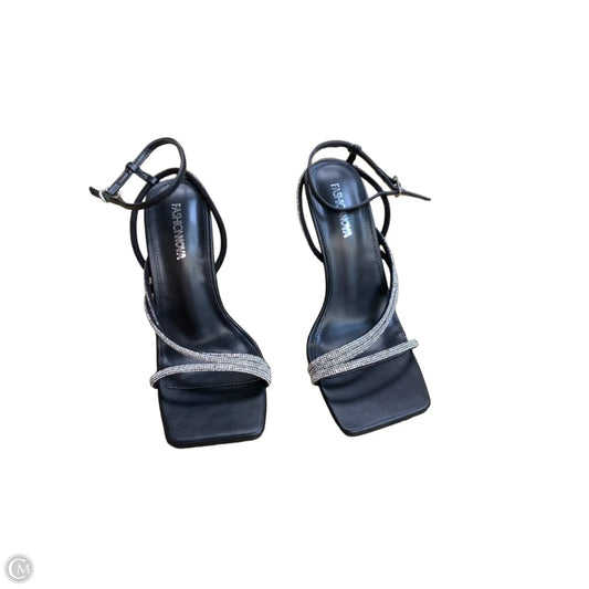 Sandals Heels Stiletto By Fashion Nova In Black & Silver, Size: 7
