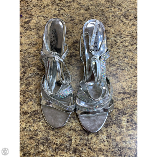 Sandals Heels Kitten By Cmf In Silver, Size: 13