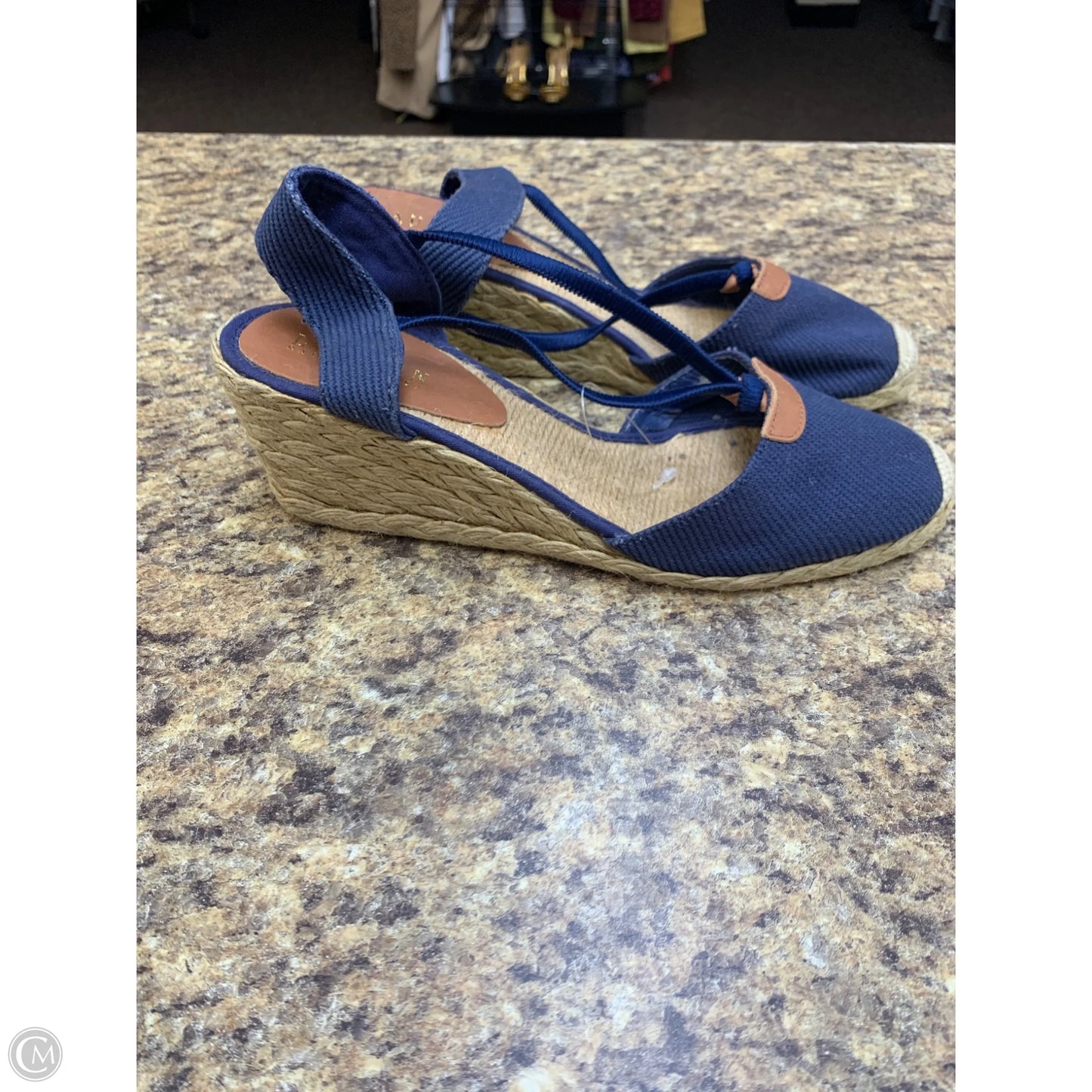 Sandals Heels Wedge By Lauren By Ralph Lauren In Black & Tan, Size: 9