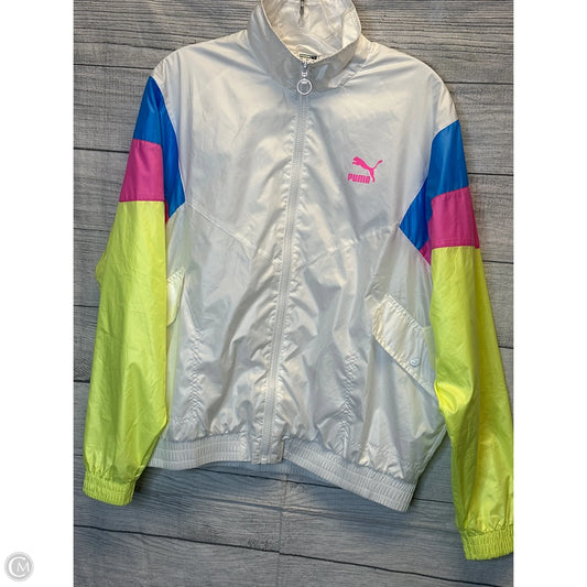 Jacket Moto By Puma In White & Yellow, Size: M