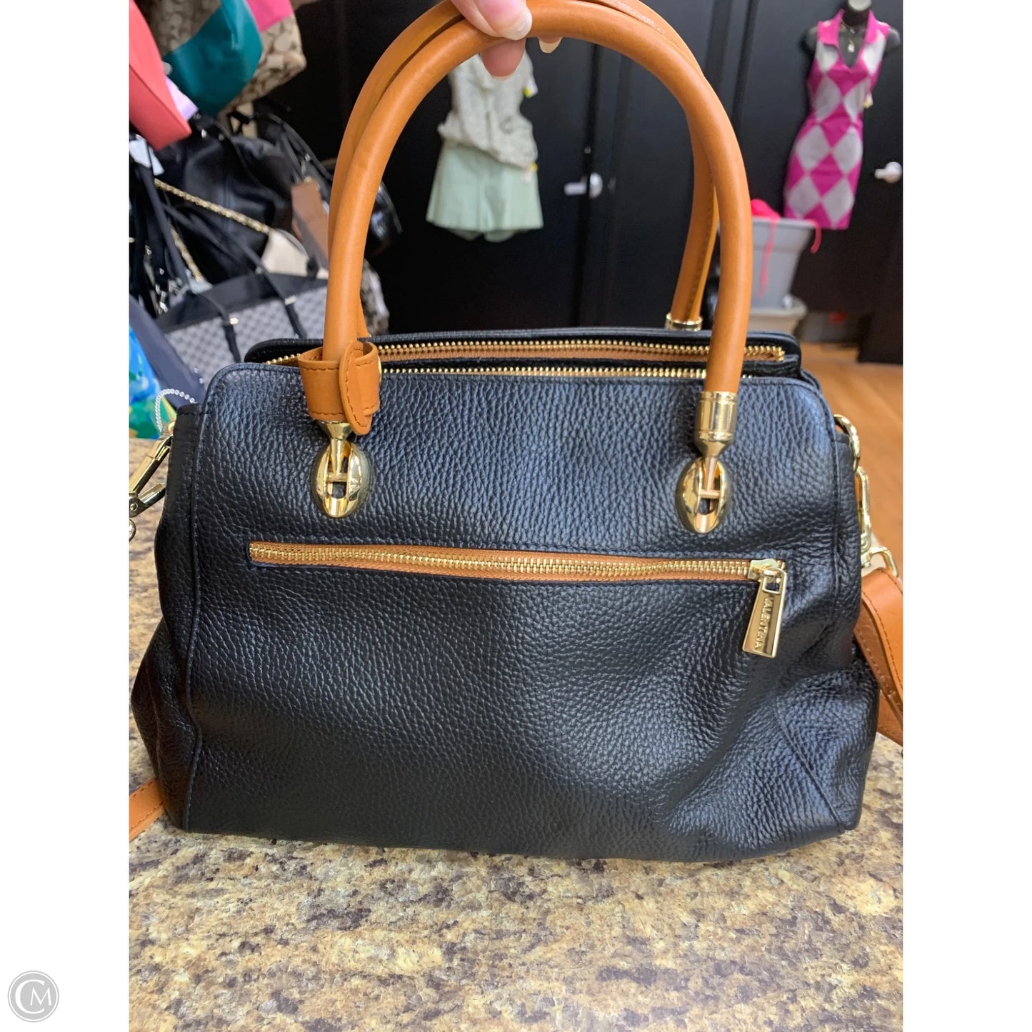 Handbag Leather By Cmf, Size: Medium