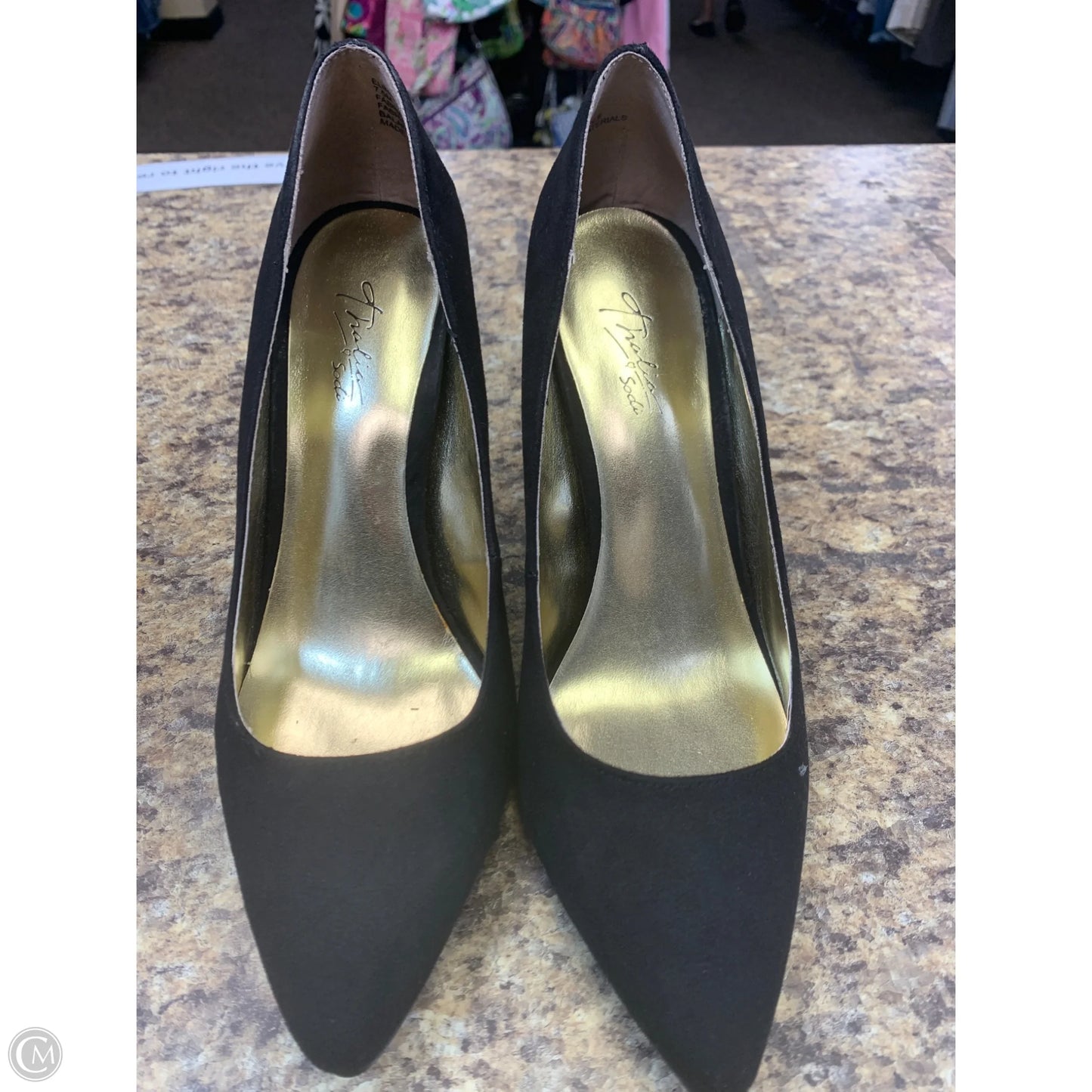 Shoes Heels Kitten By Thalia Sodi In Black & Gold, Size: 7.5