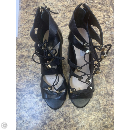 Sandals Heels Stiletto By Guess In Black & Gold, Size: 7.5