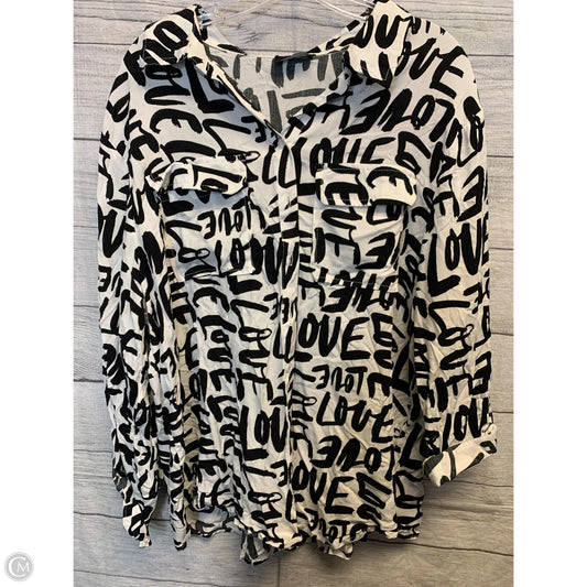 Top Long Sleeve By Cmf In Black & White, Size: 3x