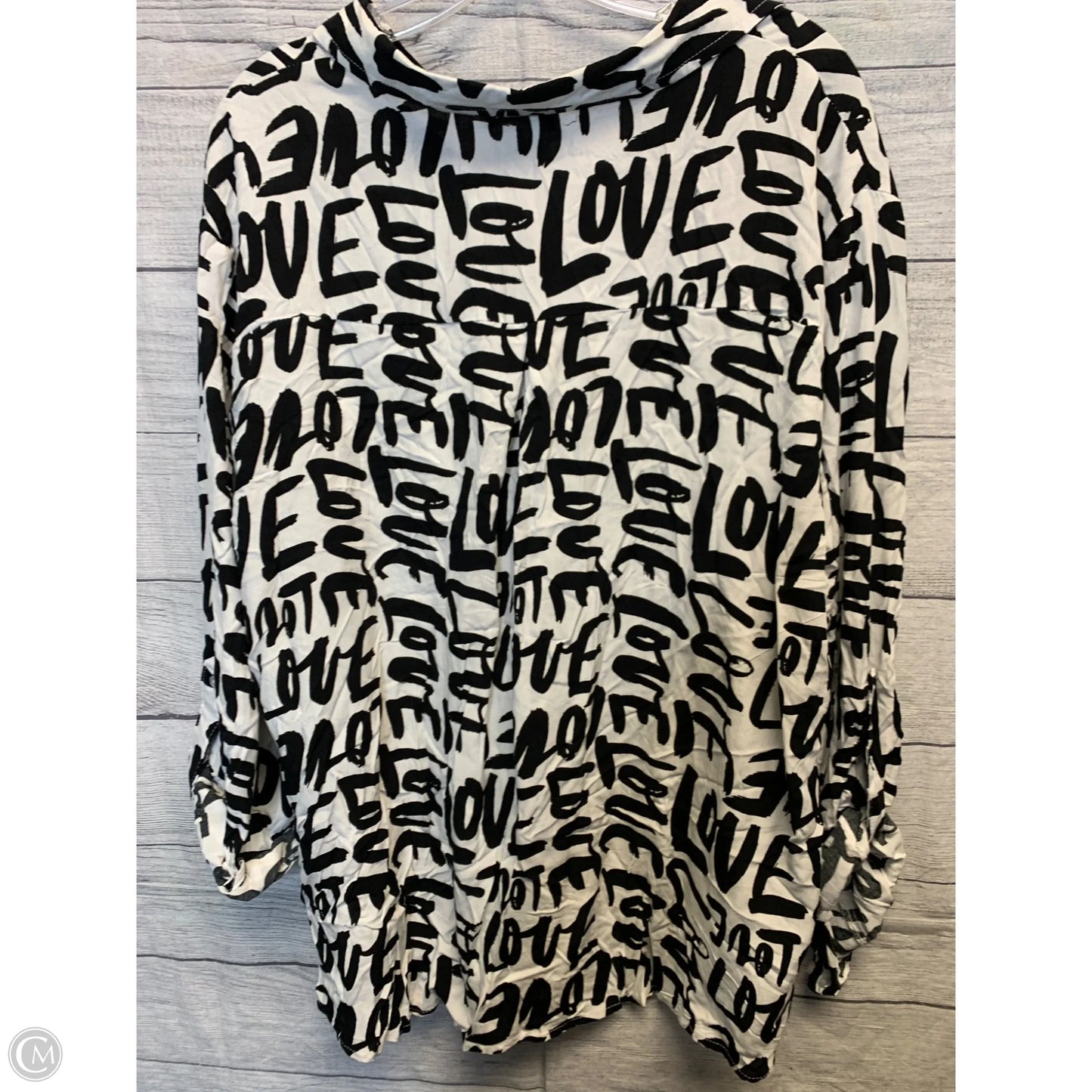 Top Long Sleeve By Cmf In Black & White, Size: 3x