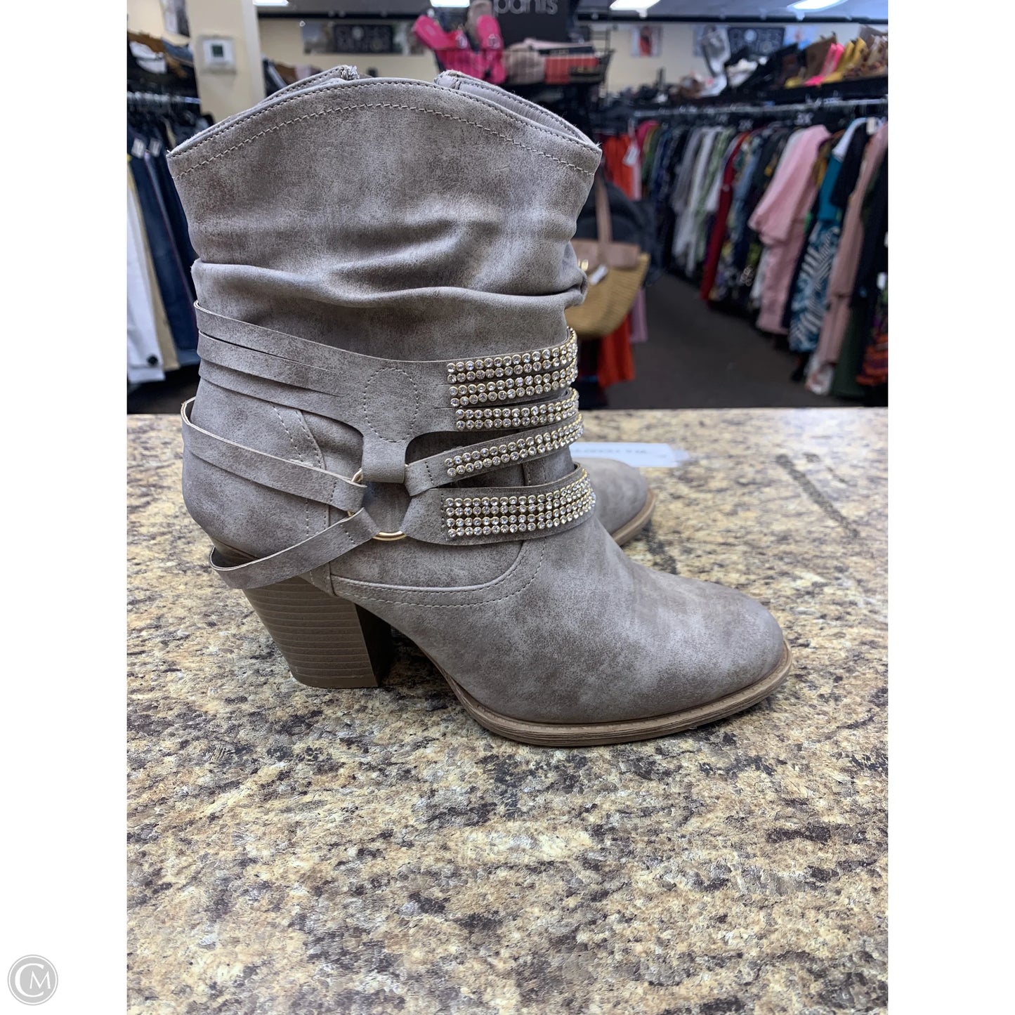 Boots Ankle Heels By Daisy Fuentes In Taupe, Size: 8.5