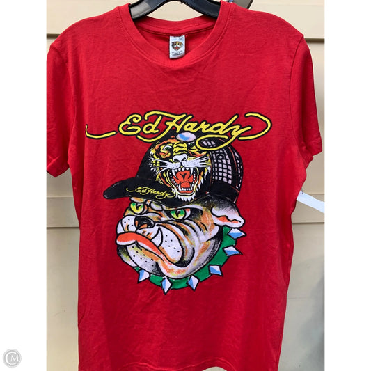 Top Short Sleeve By Ed Hardy In Red, Size: M