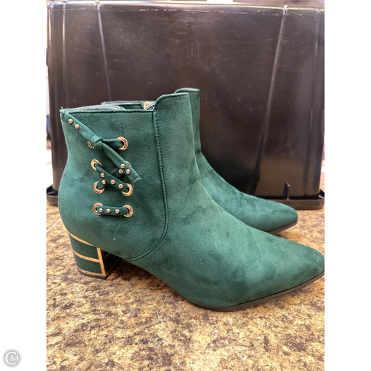 Boots Ankle Heels By Ashley Stewart In Gold & Green, Size: 12