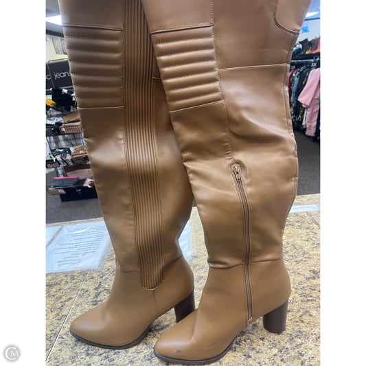 Boots Knee Heels By Cmf In Tan, Size: 11