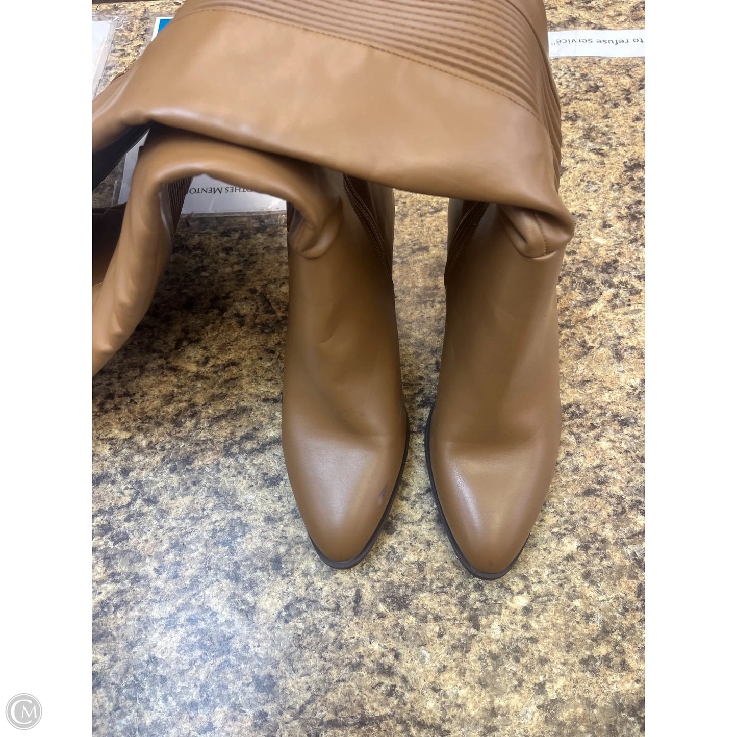 Boots Knee Heels By Cmf In Tan, Size: 11