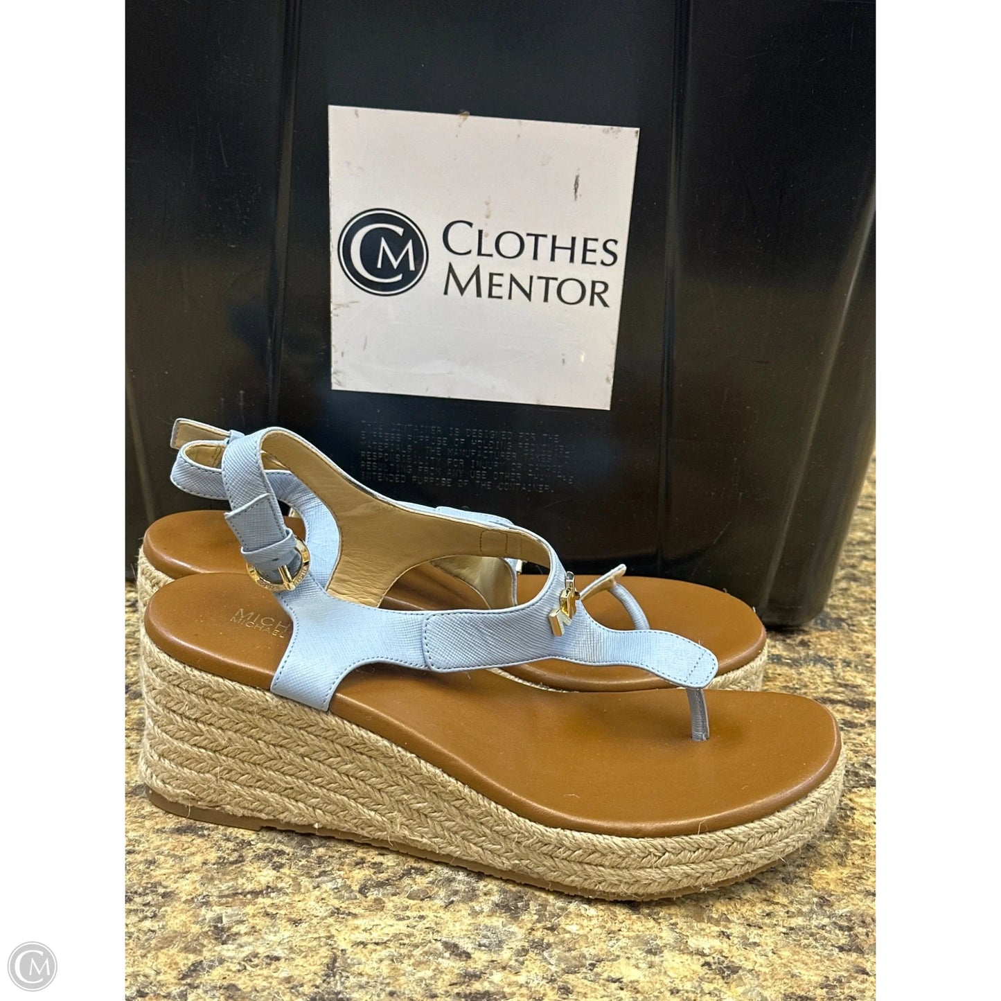 Sandals Heels Platform By Michael By Michael Kors In Blue & Tan, Size: 7
