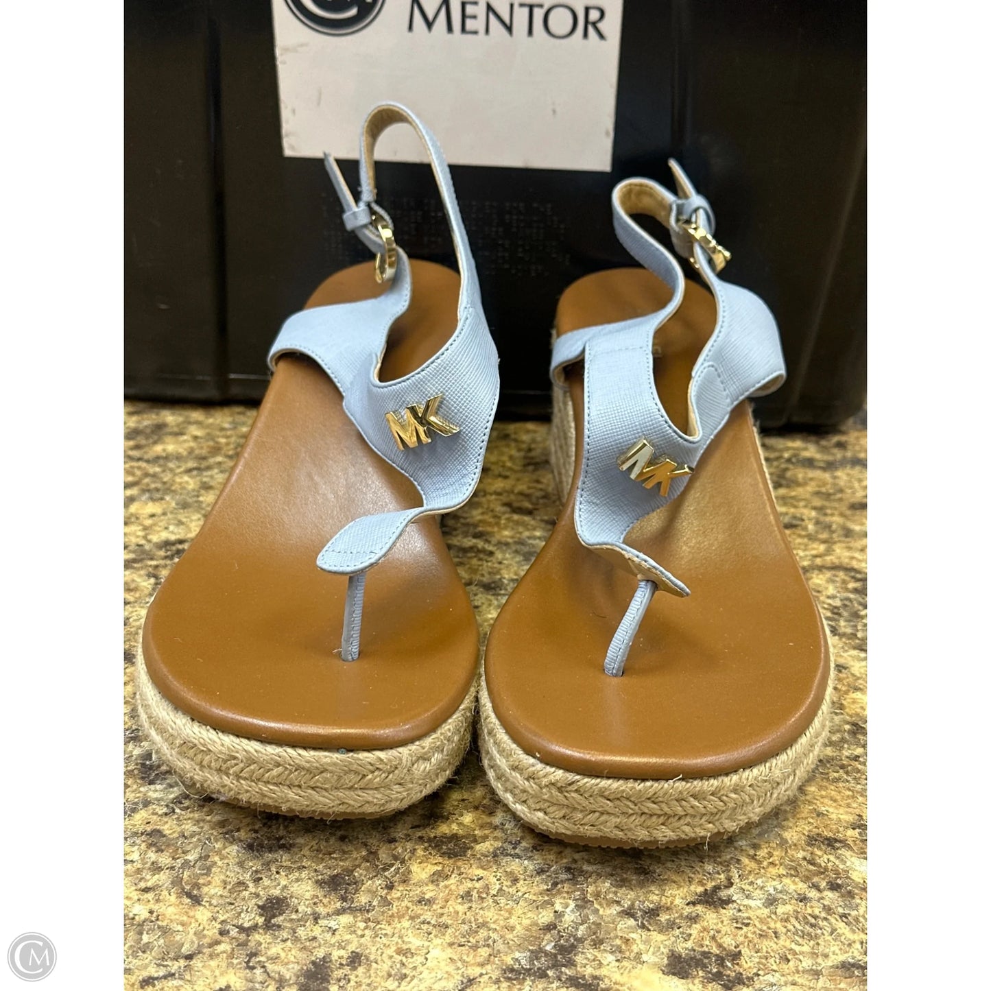 Sandals Heels Platform By Michael By Michael Kors In Blue & Tan, Size: 7