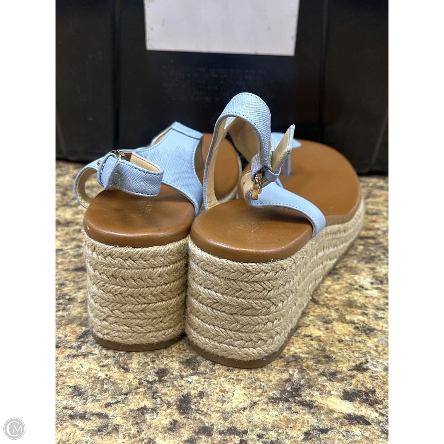 Sandals Heels Platform By Michael By Michael Kors In Blue & Tan, Size: 7