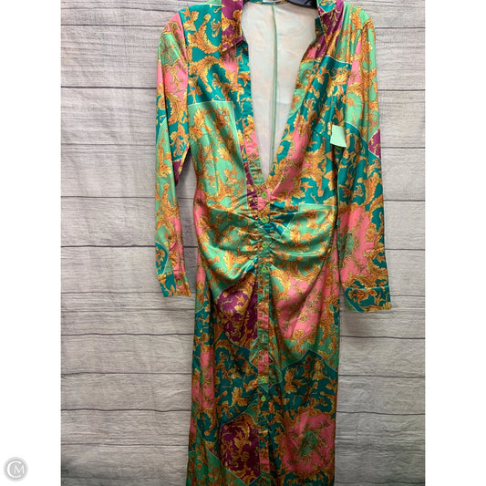 Dress Casual Maxi By Cmf In Green & Yellow, Size: 8