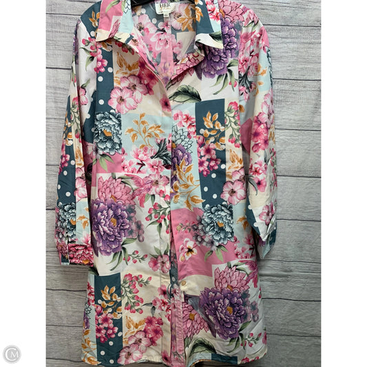 Dress Casual Midi By Cmf In Pink & White, Size: L