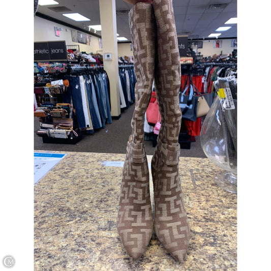 Boots Mid-calf Heels By Shoedazzle In Brown & Tan, Size: 8.5