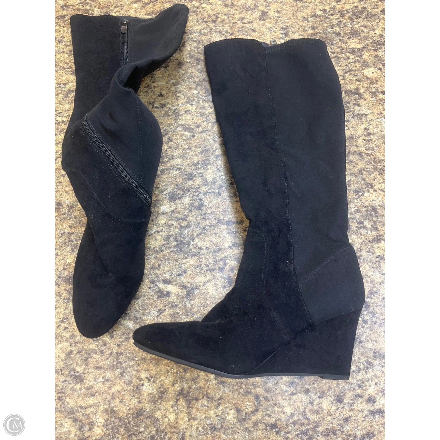 Boots Knee Heels By Liz Claiborne In Black, Size: 10