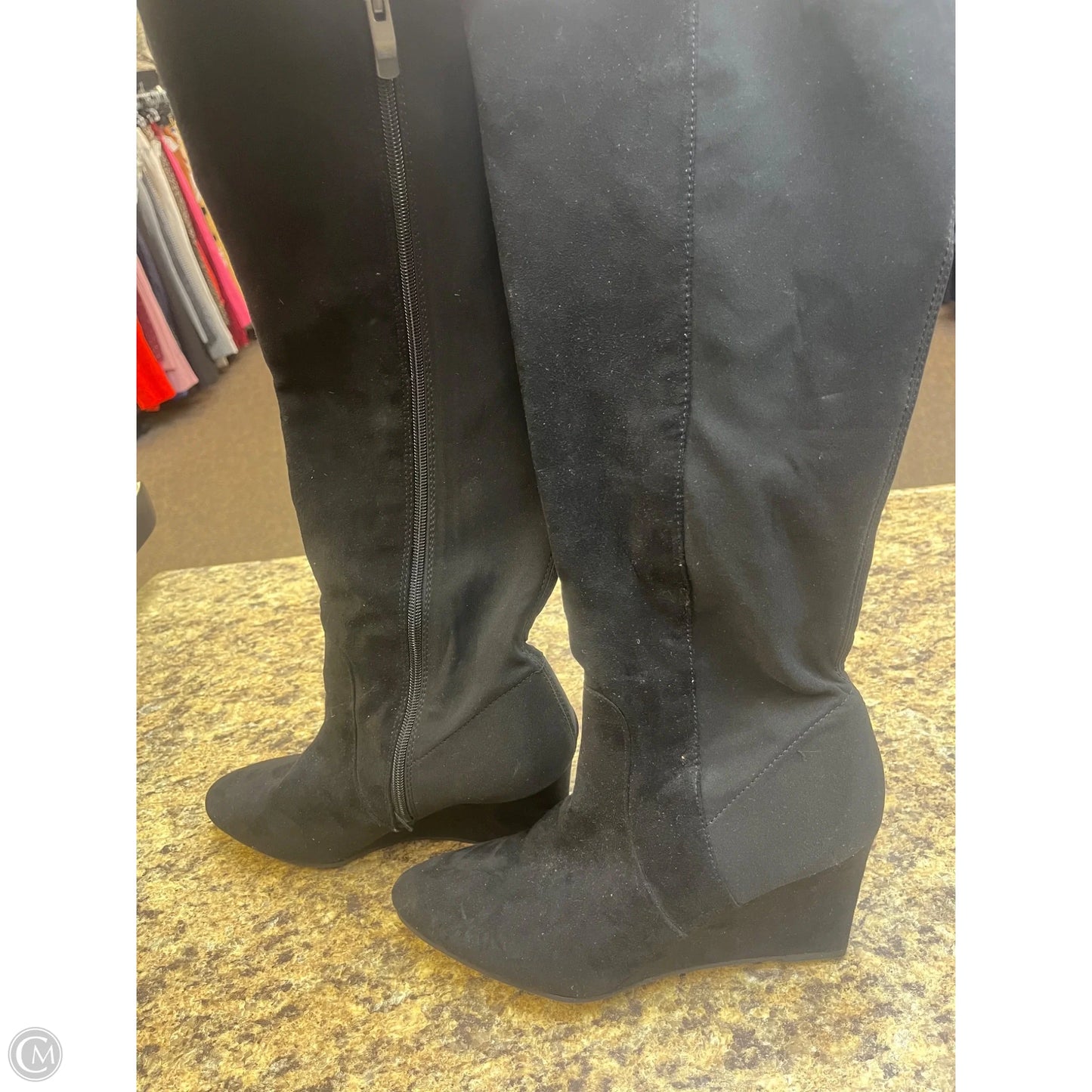 Boots Knee Heels By Liz Claiborne In Black, Size: 10