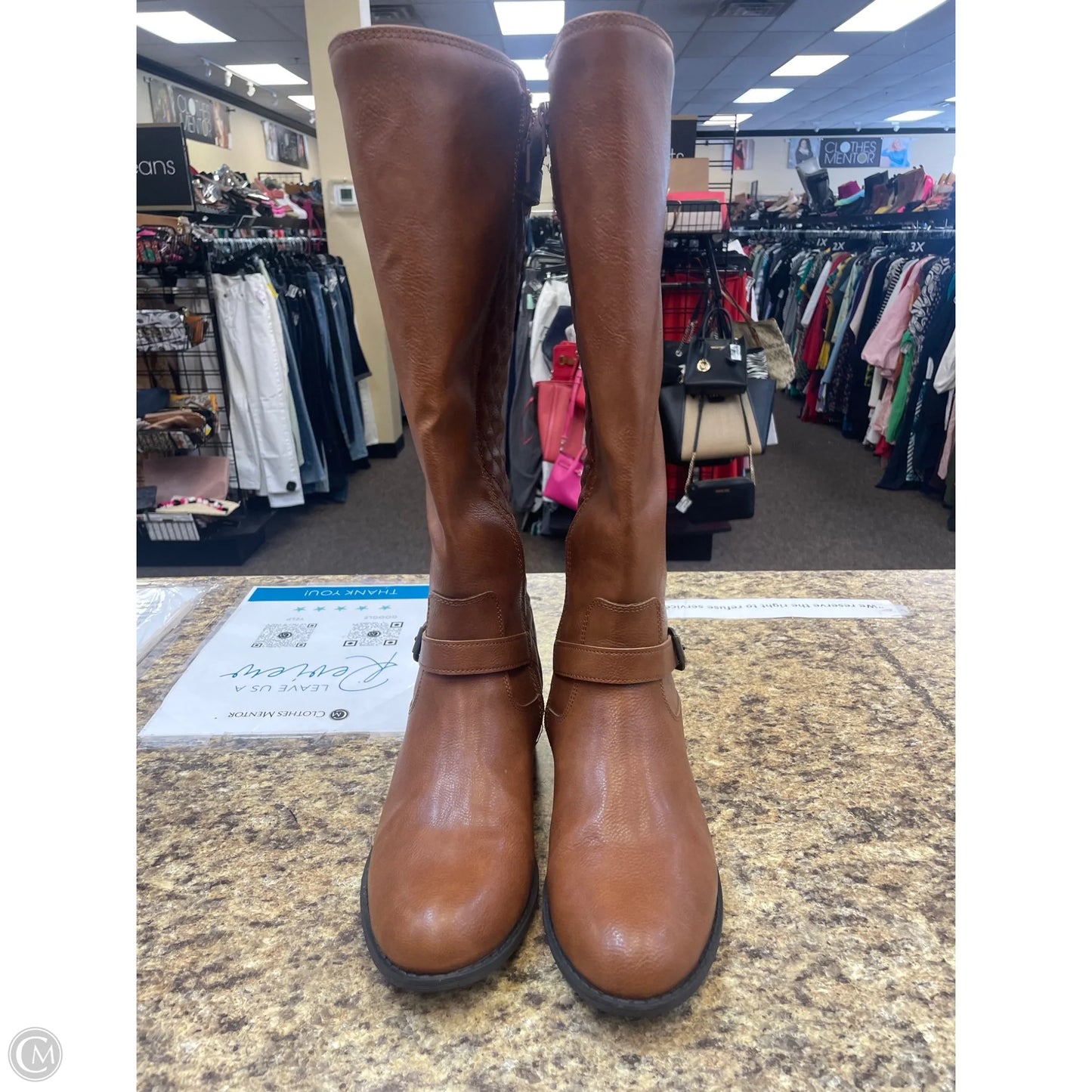 Boots Mid-calf Flats By St Johns Bay In Tan, Size: 10