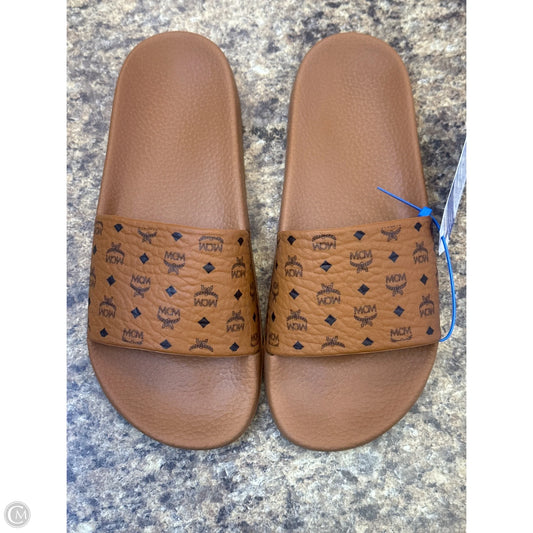 Sandals Luxury Designer By Mcm In Black & Tan, Size: 9.5