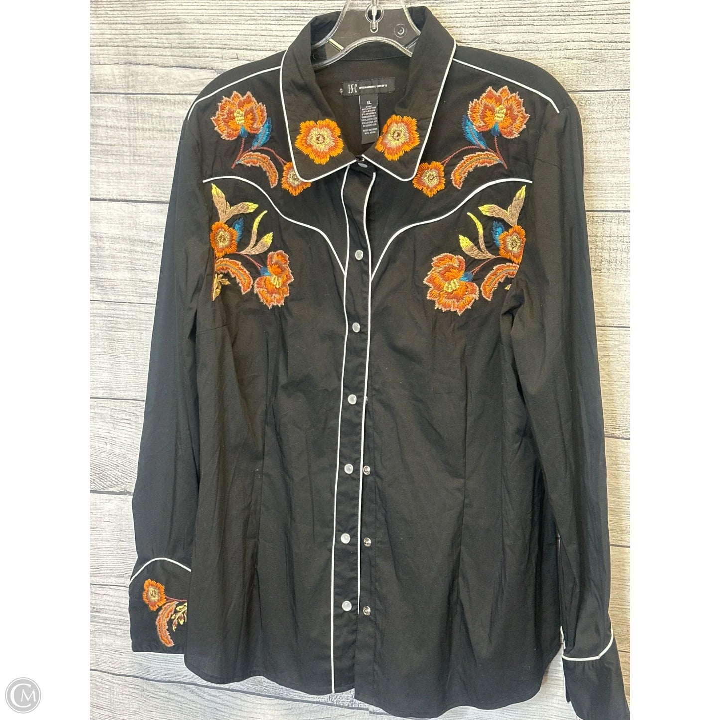 Top Long Sleeve By Inc In Black, Size: Xl