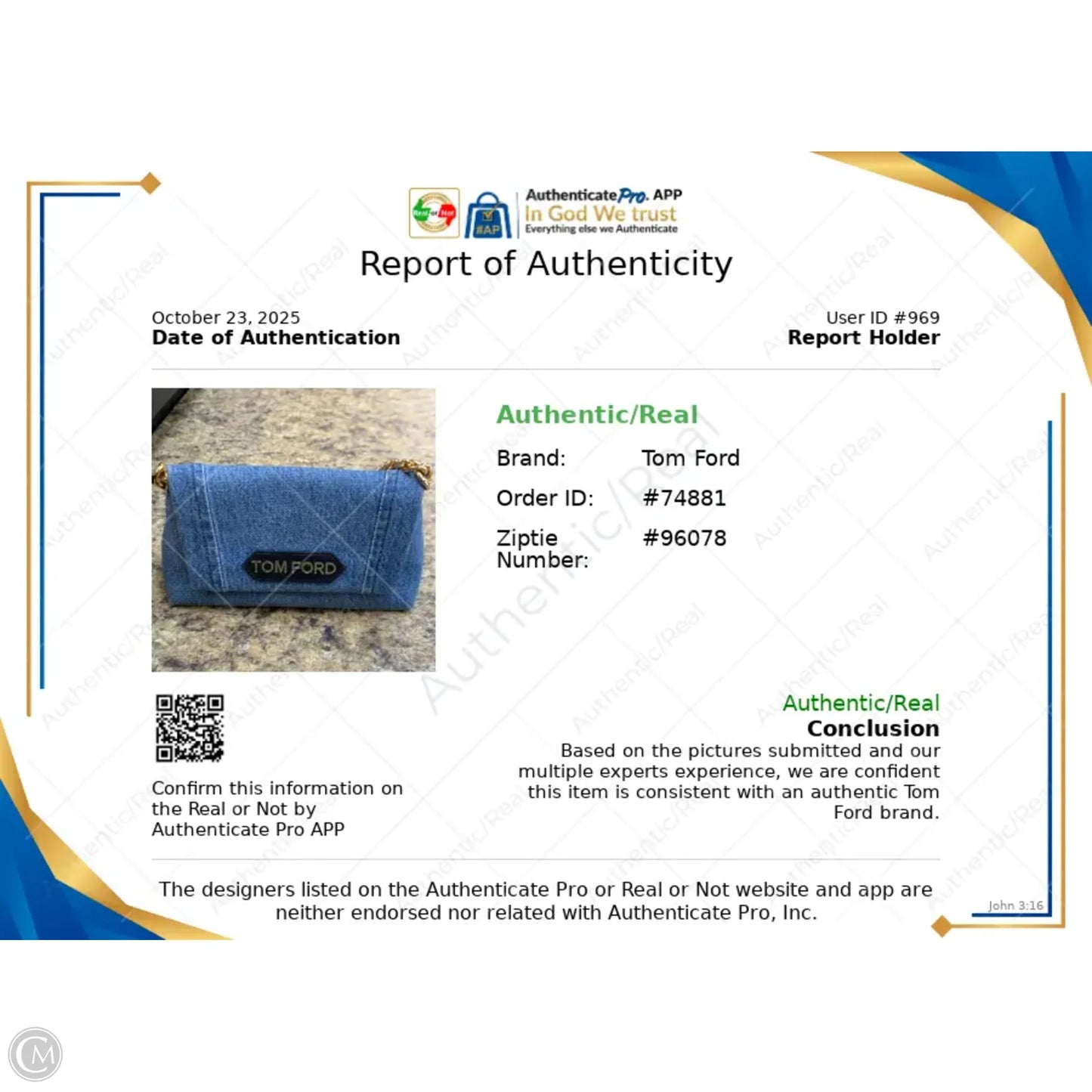 Clutch Luxury Designer By Tom Ford, Size: Small