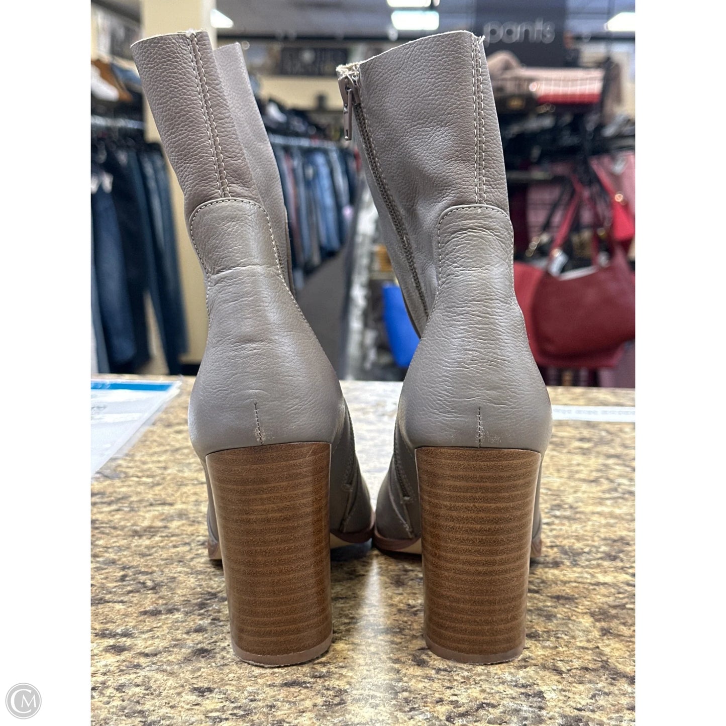 Boots Ankle Heels By Chinese Laundry In Taupe, Size: 10