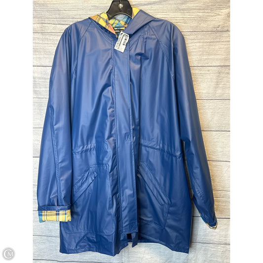 Coat Raincoat By Totes In Blue, Size: L