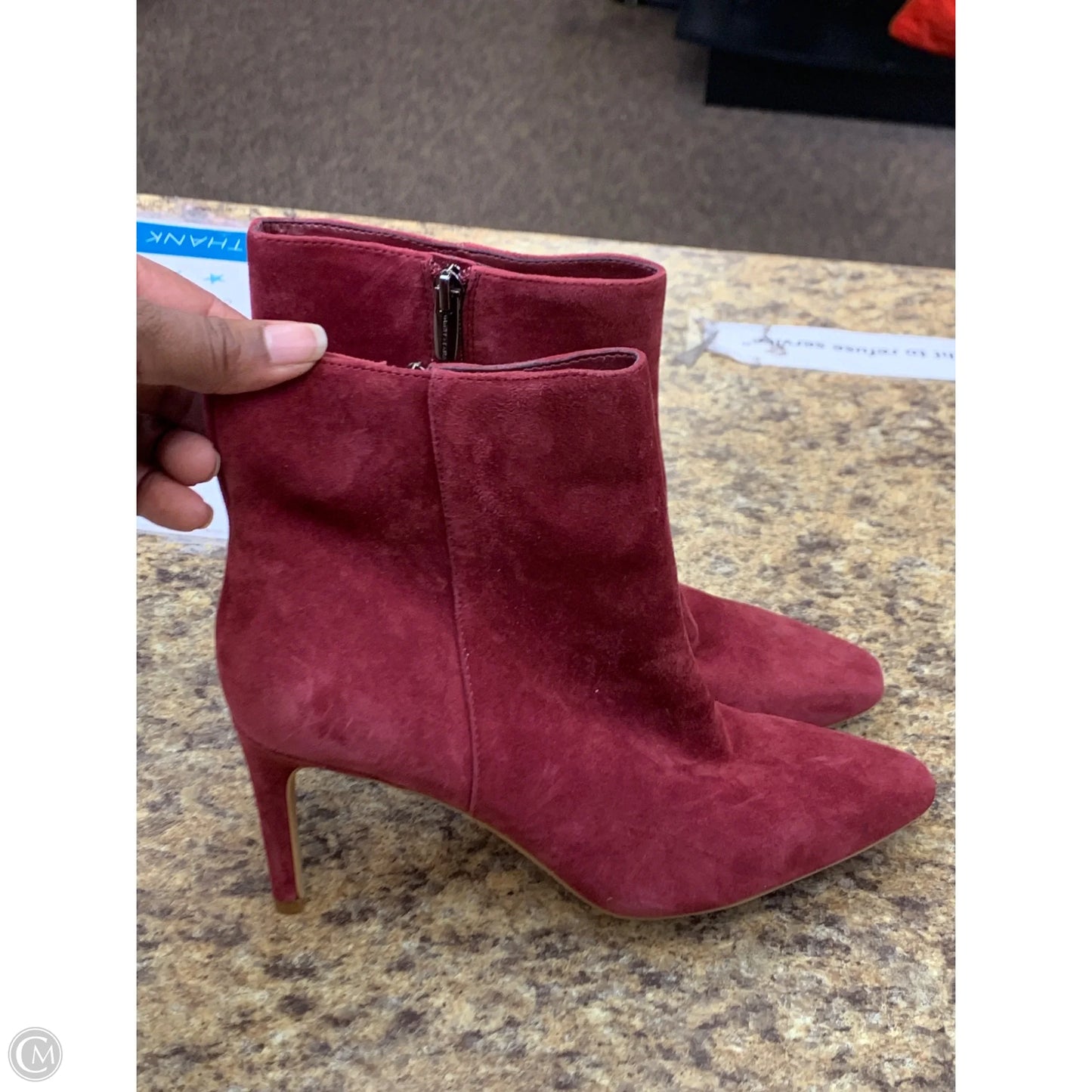 Boots Ankle Heels By Vince Camuto In Maroon, Size: 7.5