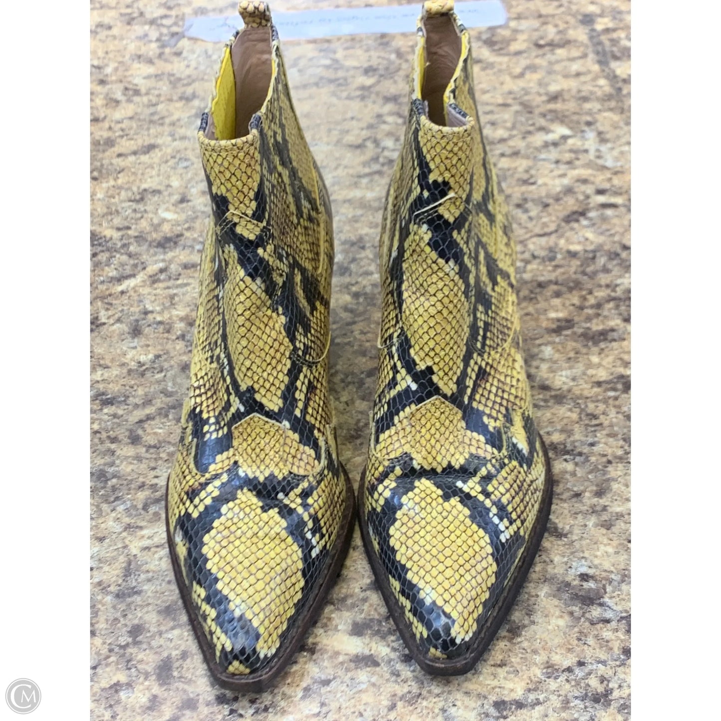 Boots Ankle Heels By Sam Edelman In Black & Yellow, Size: 7.5