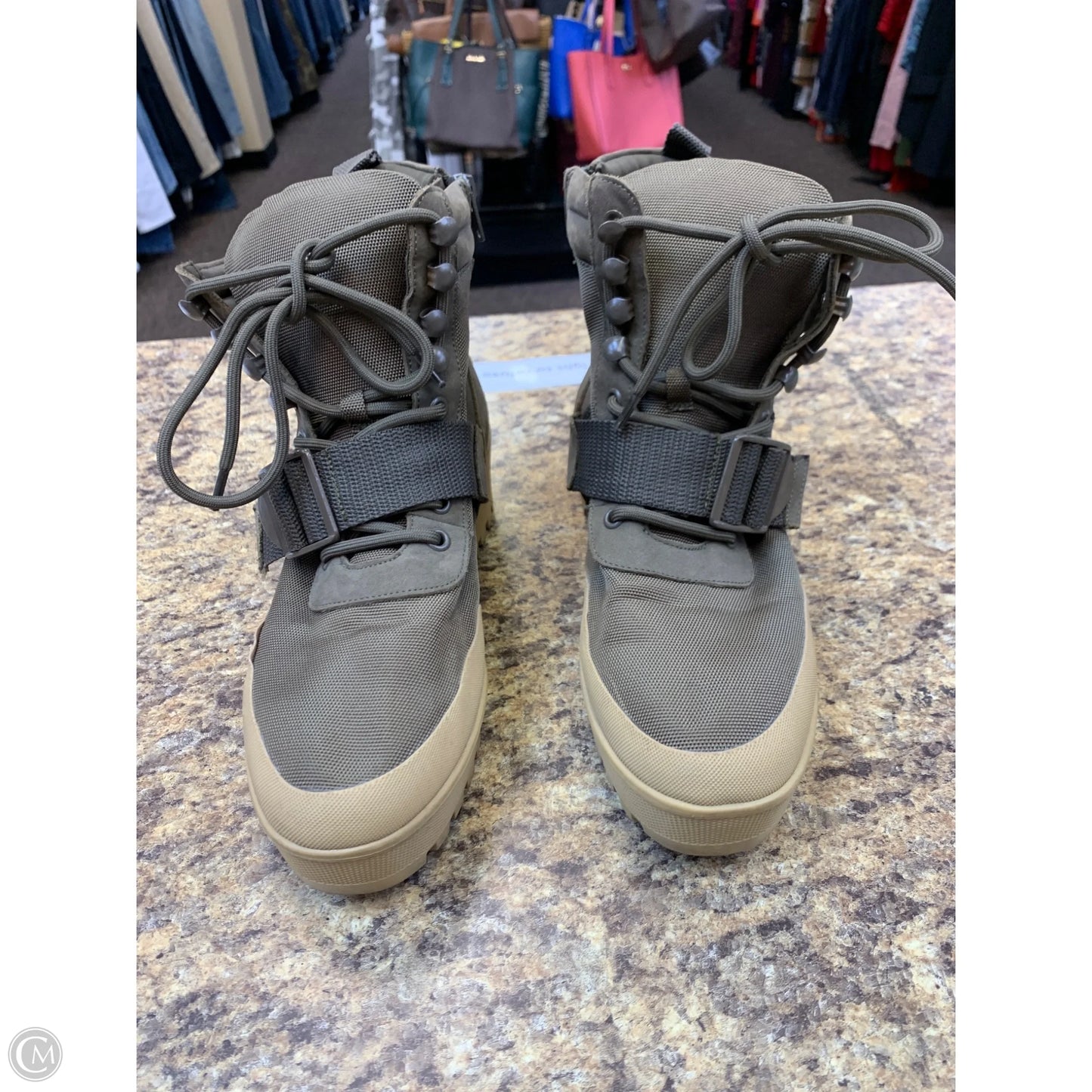 Boots Ankle Flats By Steve Madden In Gold & Tan, Size: 9.5