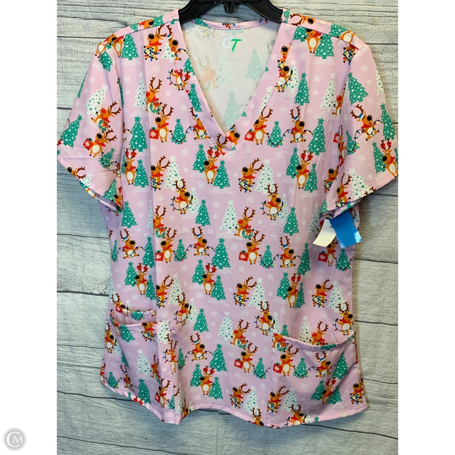 Top Short Sleeve By Cmf In Purple, Size: L