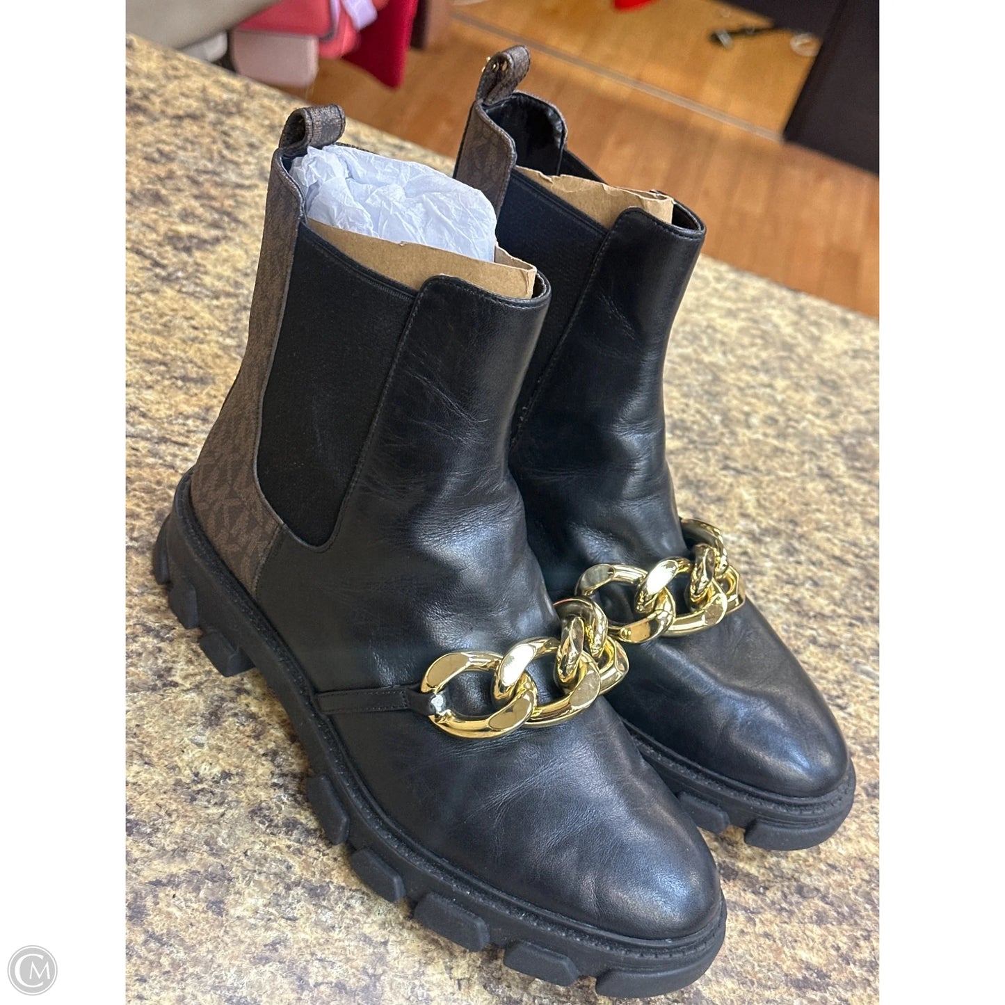 Boots Ankle Flats By Michael By Michael Kors In Black & Brown, Size: 8