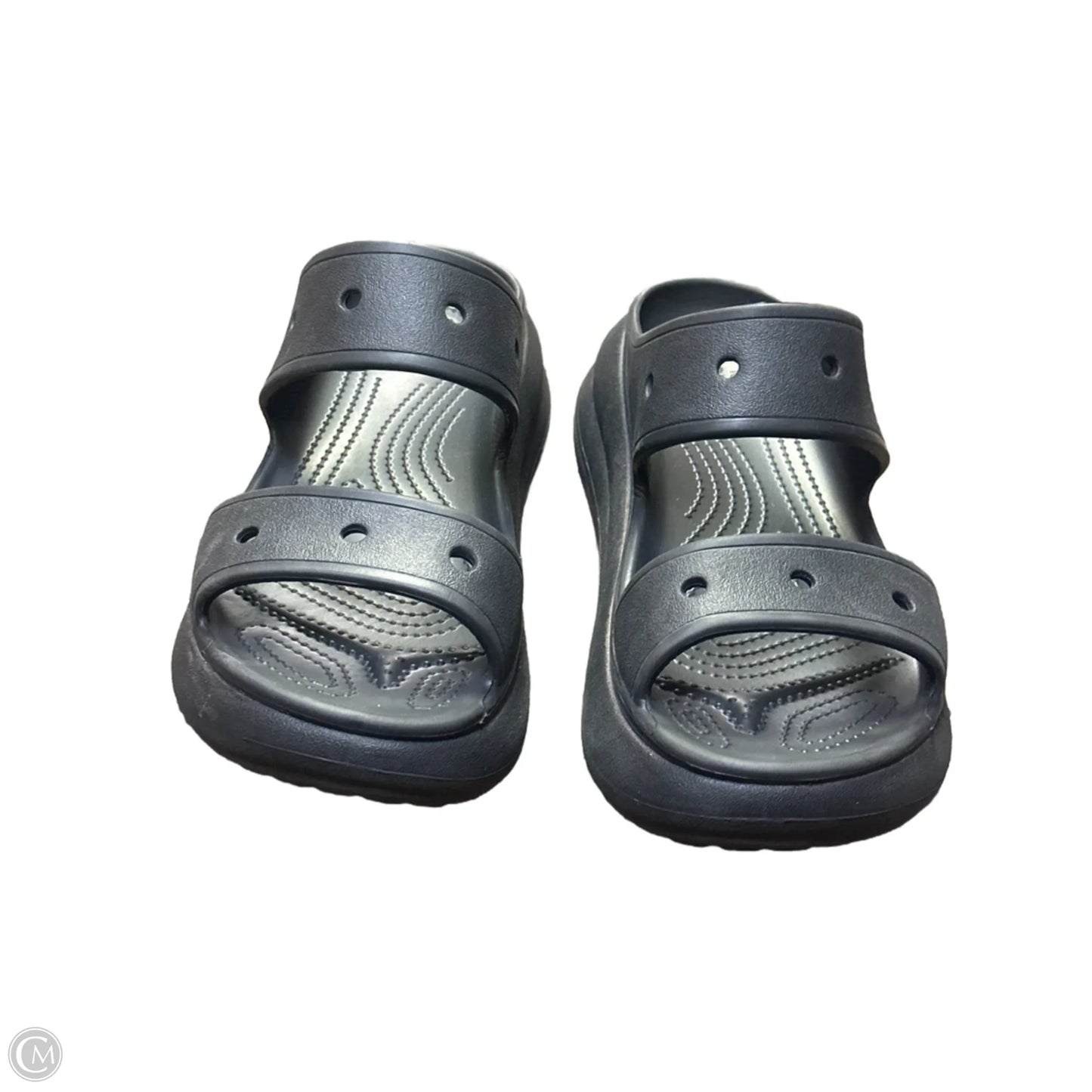 Sandals Heels Platform By Crocs In Black, Size: 11