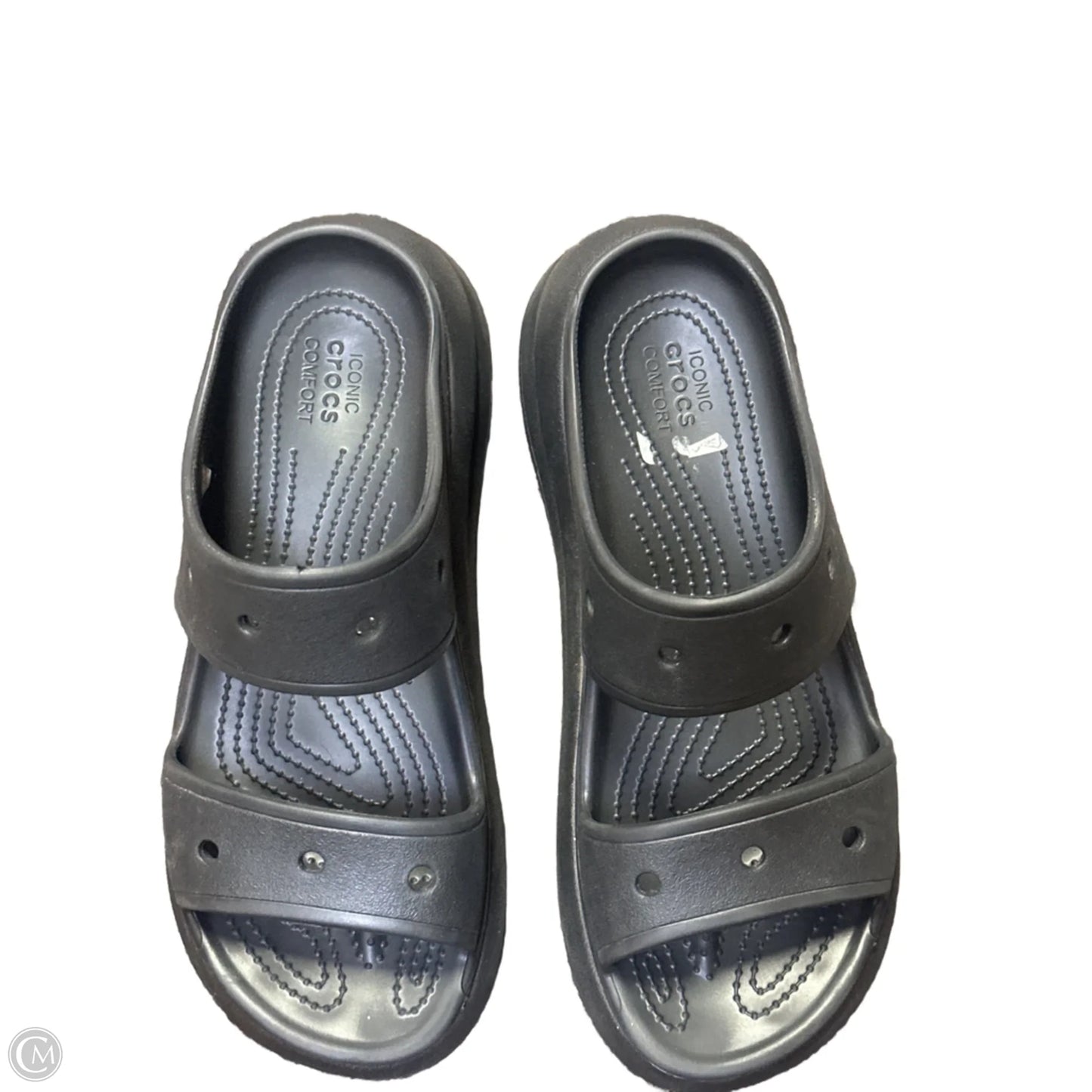 Sandals Heels Platform By Crocs In Black, Size: 11