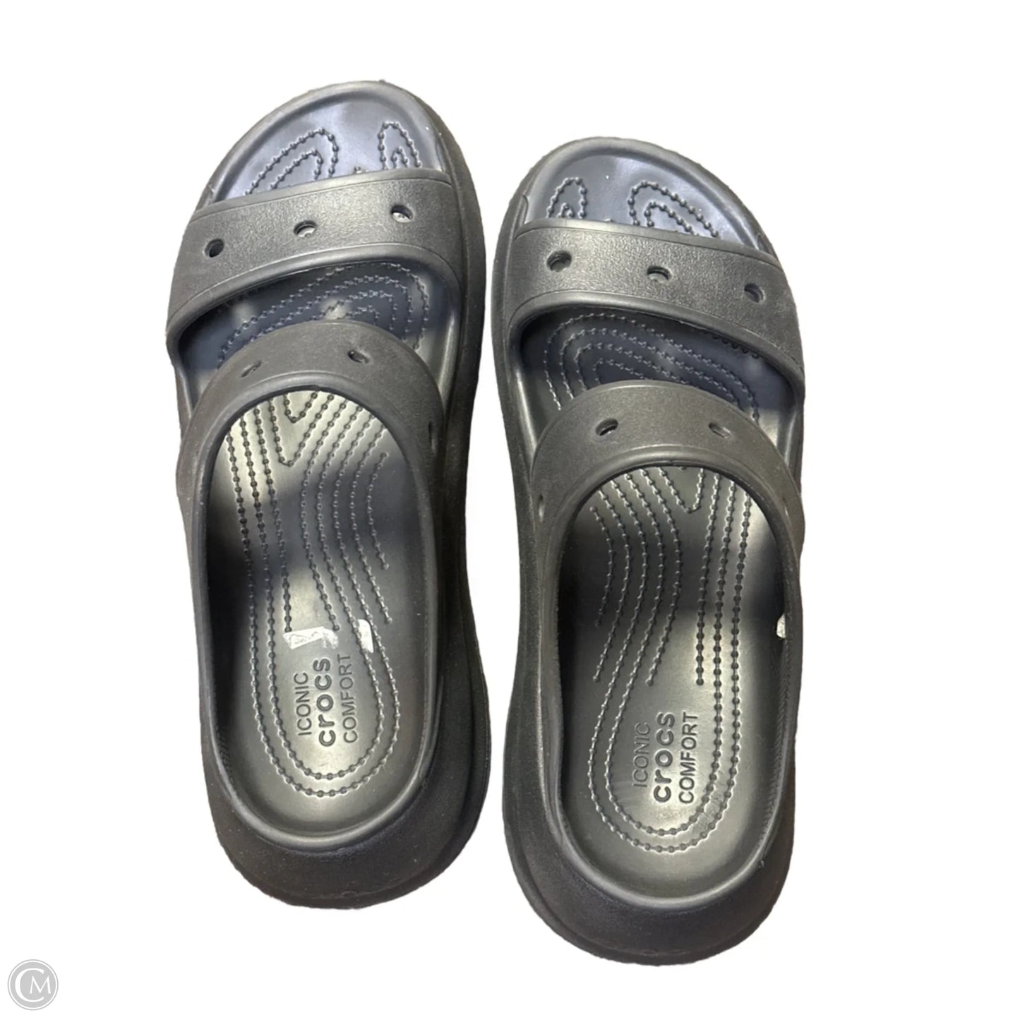 Sandals Heels Platform By Crocs In Black, Size: 11