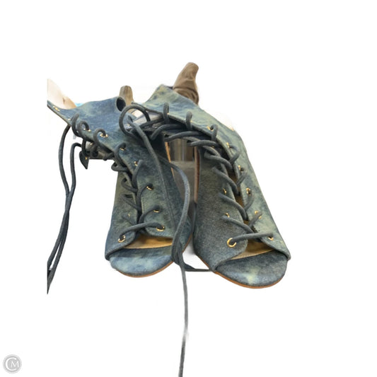 Sandals Heels Block By Liliana In Blue Denim, Size: 9