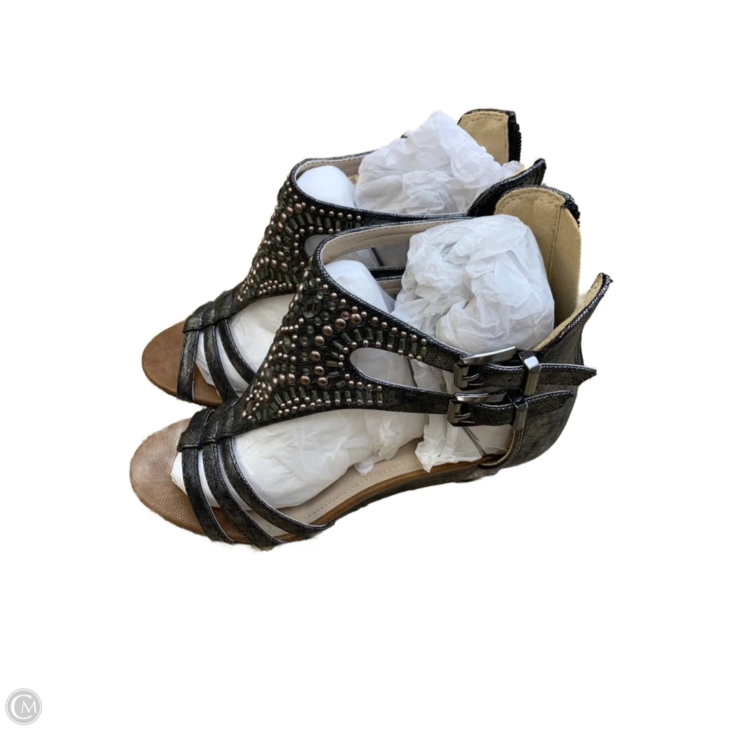 Sandals Heels Wedge By Cmf In Grey, Size: 8