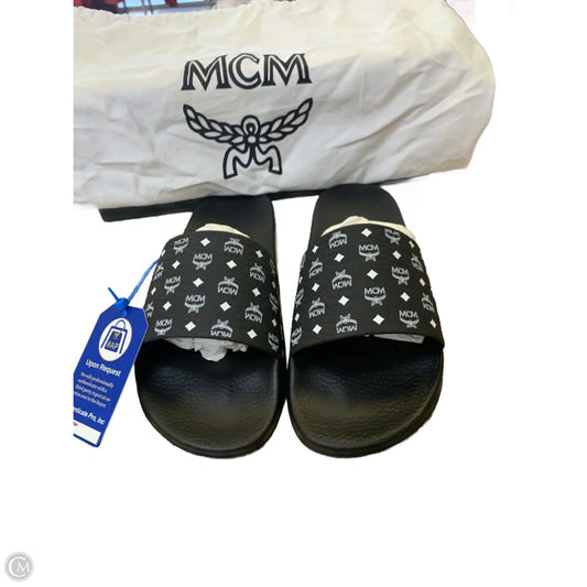 Sandals Luxury Designer By Mcm In Black & White, Size: 10