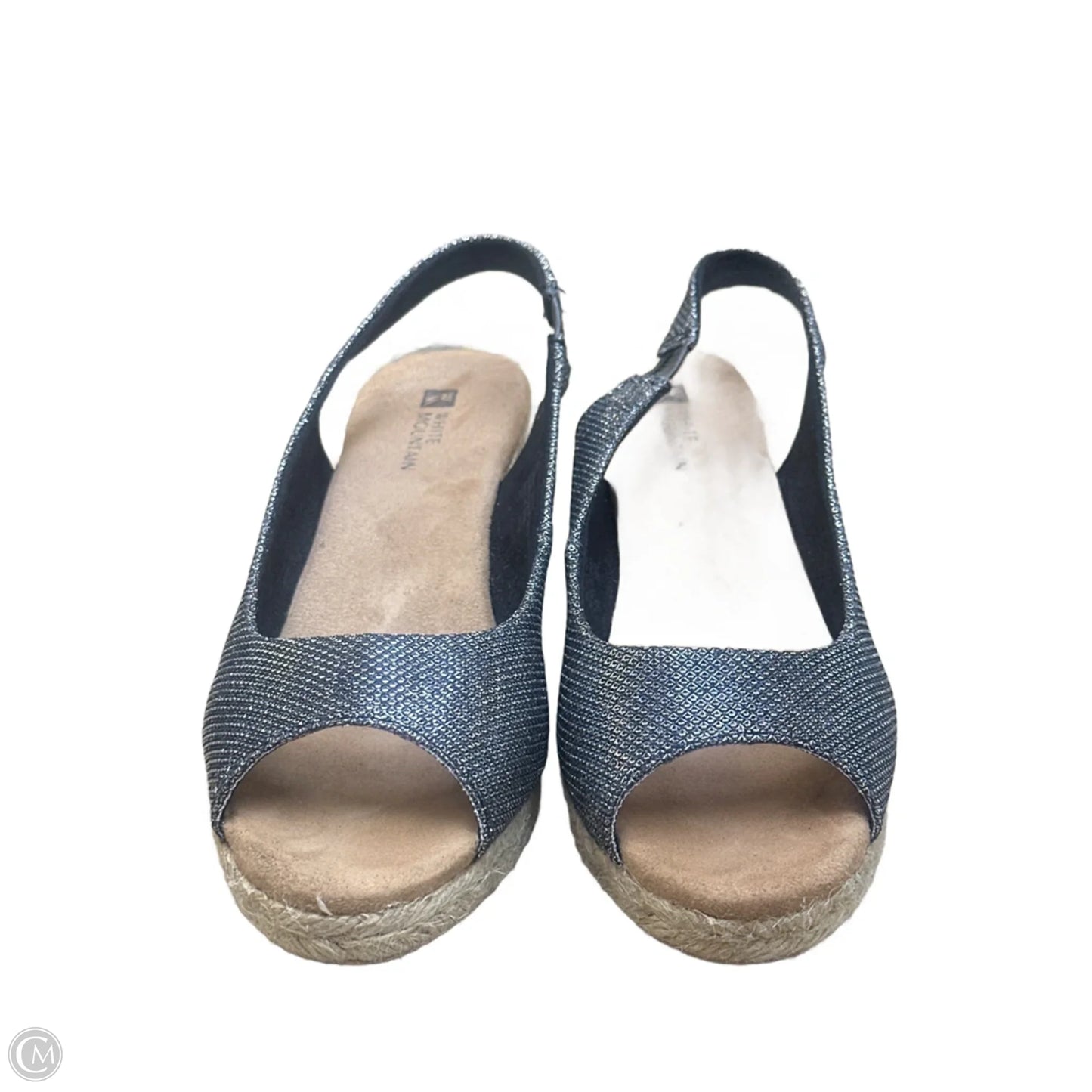 Sandals Heels Wedge By White Mountain In Black & Silver, Size: 8