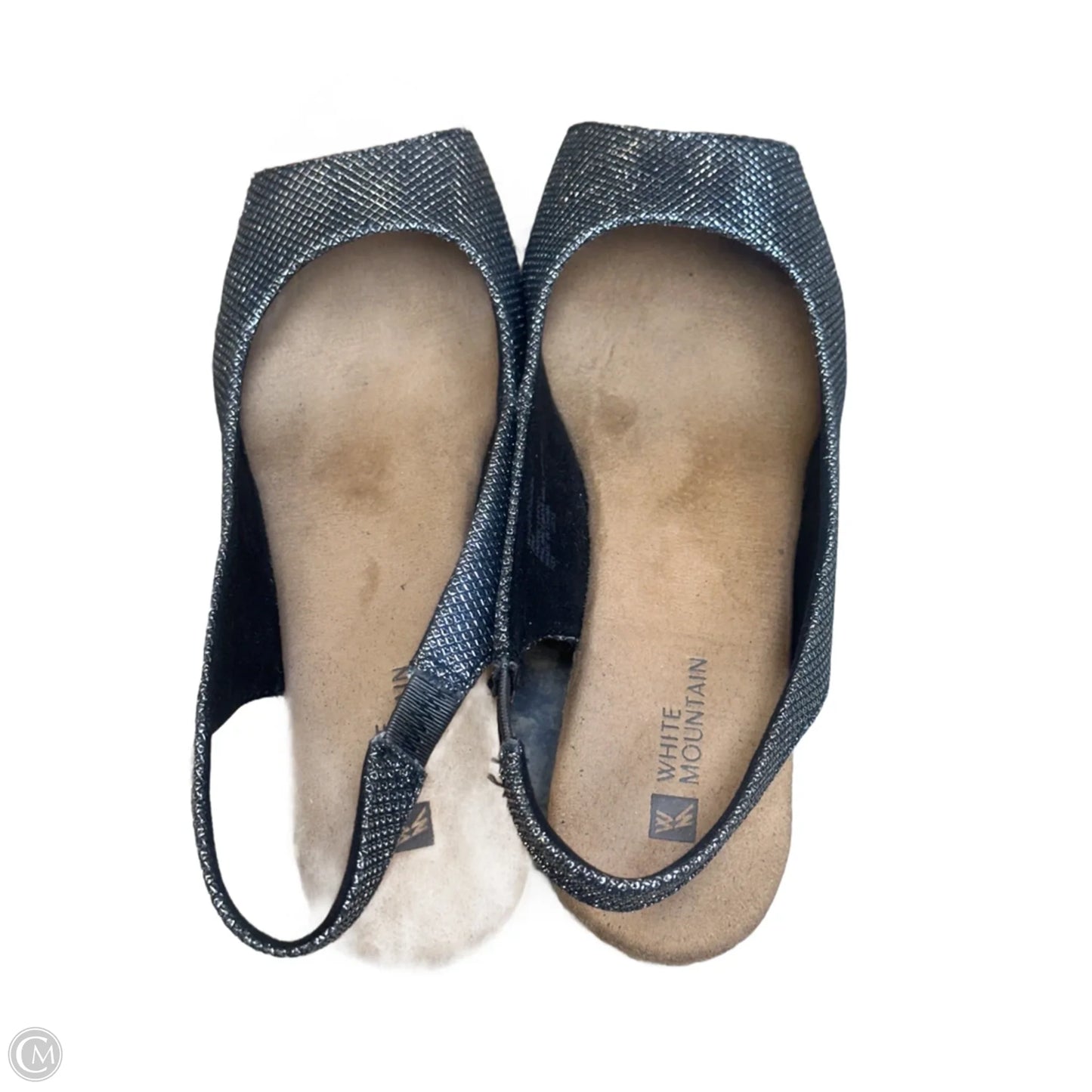 Sandals Heels Wedge By White Mountain In Black & Silver, Size: 8