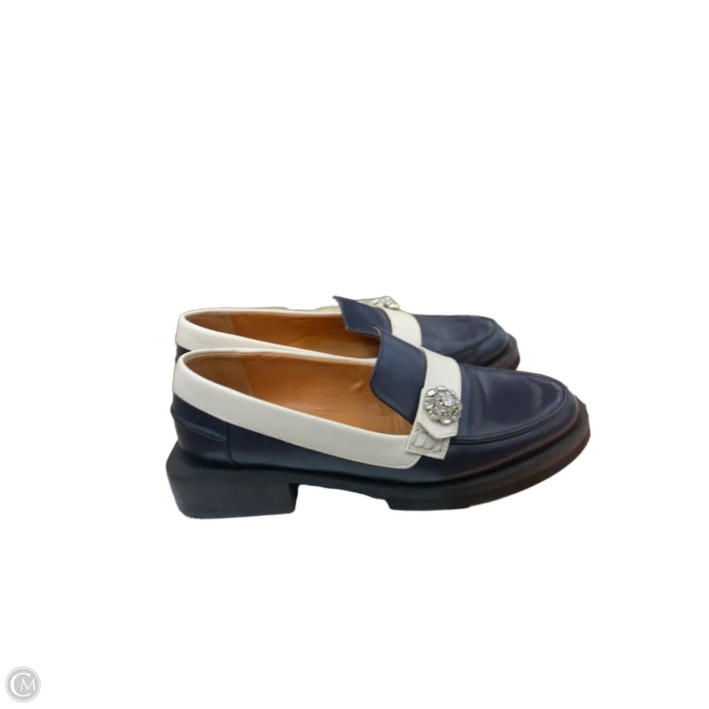 Shoes Flats By Ganni In Blue & White, Size: 9