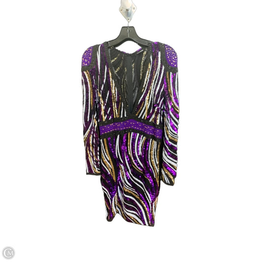 Dress Party Midi By Fashion Nova In Black & Purple, Size: M
