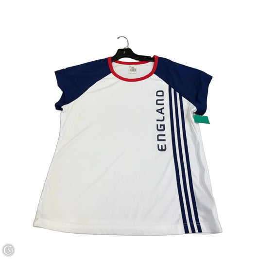 Athletic Top Short Sleeve By Adidas In Blue & Red & White, Size: Xl