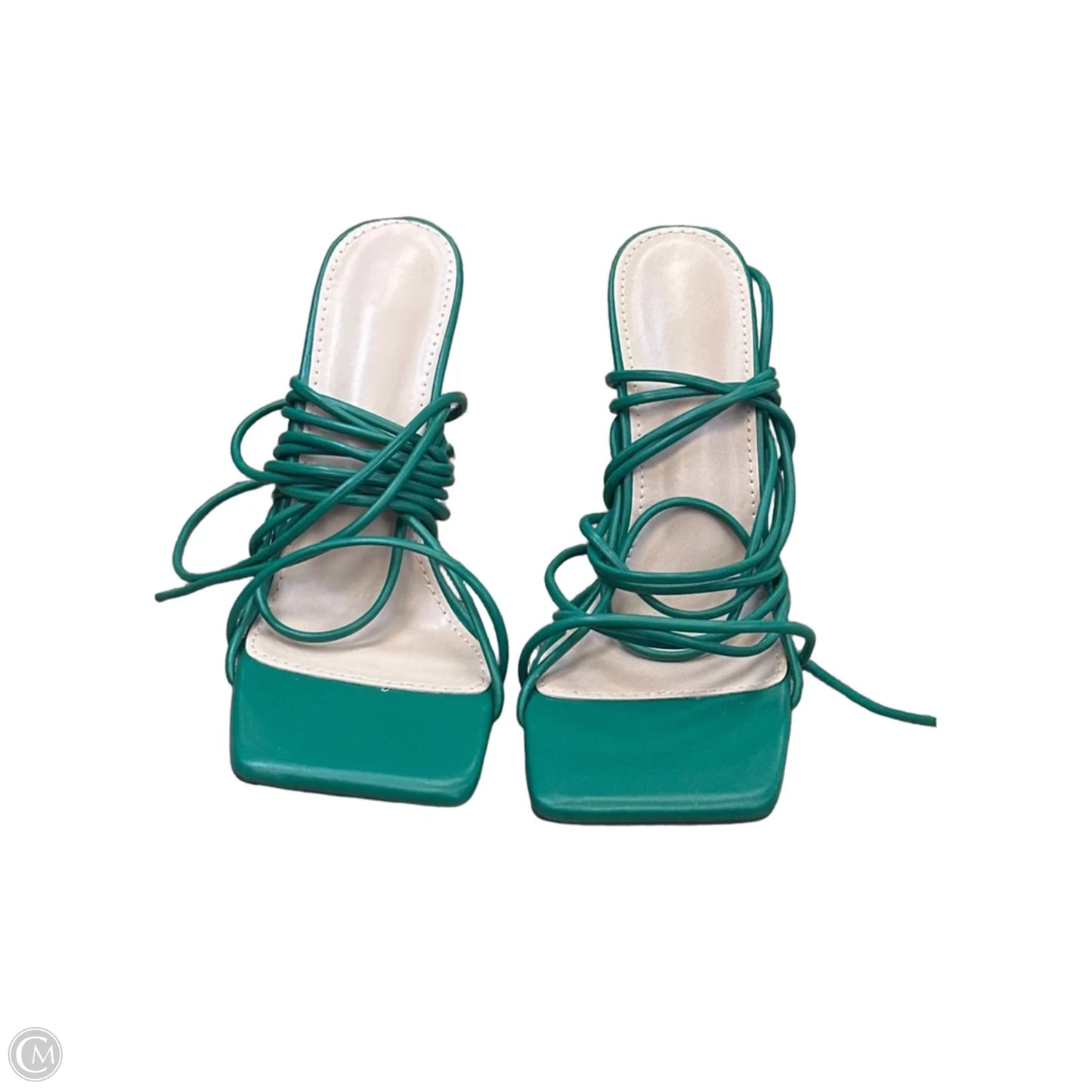 Sandals Heels Stiletto By Cmf In Green, Size: 7.5