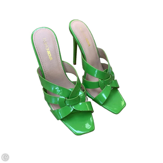 Sandals Heels Stiletto By Fashion Nova In Green, Size: 7