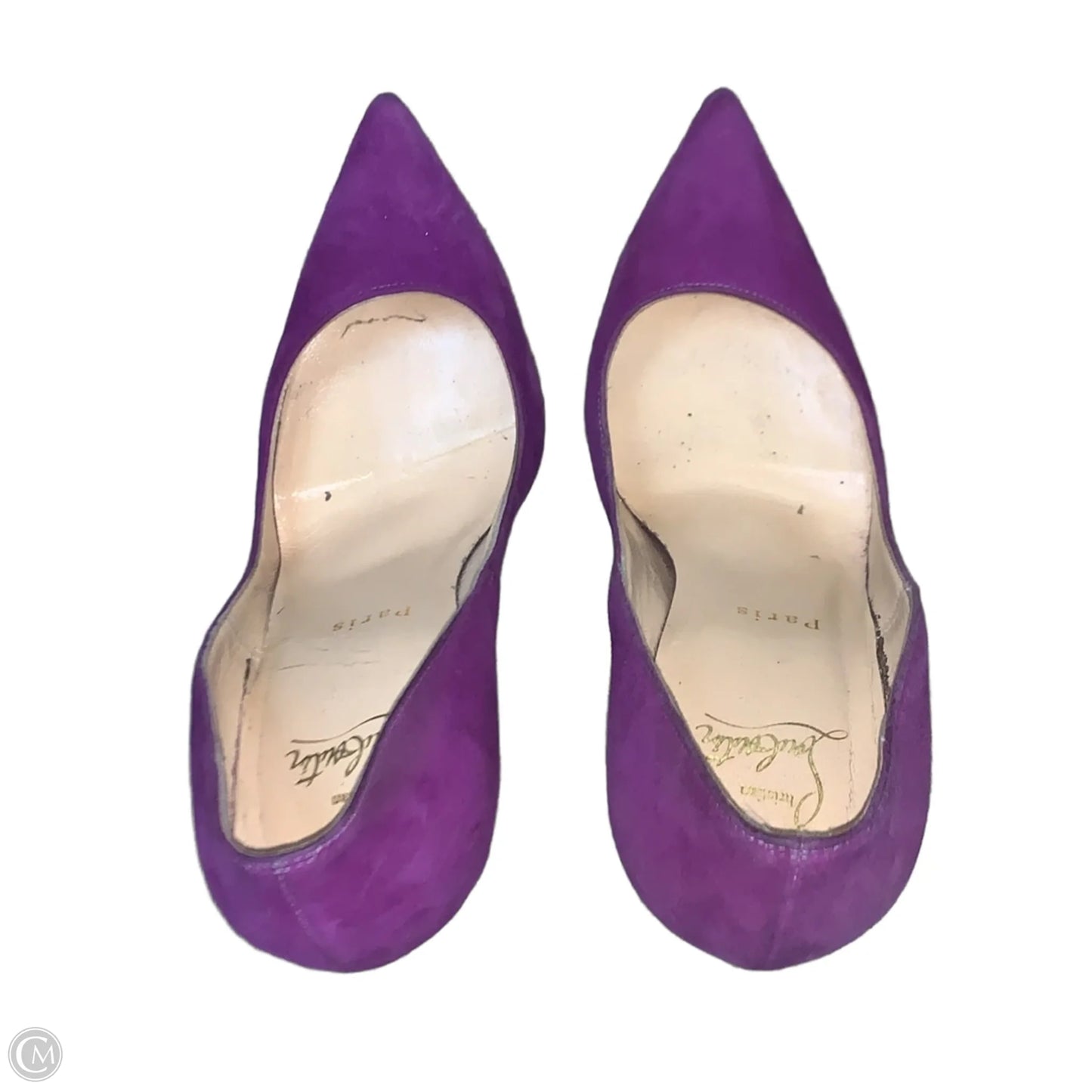 Shoes Luxury Designer By Christian Louboutin In Purple, Size: 7.5