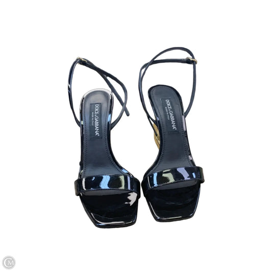 Sandals Luxury Designer By Dolce And Gabbana In Black & Gold, Size: 10