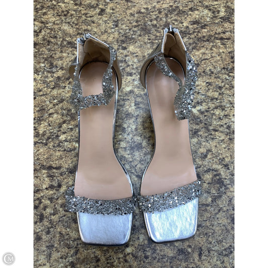 Sandals Heels Kitten By Cmf In Silver, Size: 12
